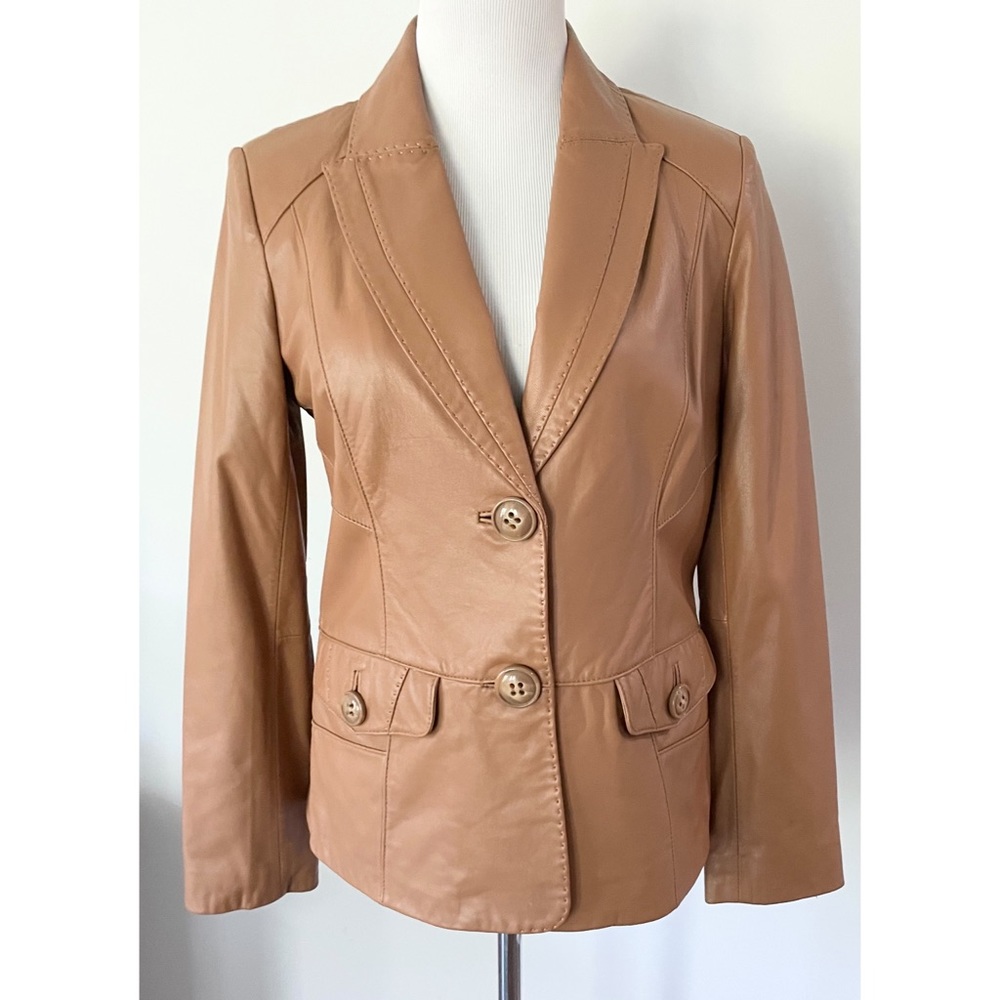New! BERNARDO Cognac Leather Jacket Size Small - Picture 6 of 15